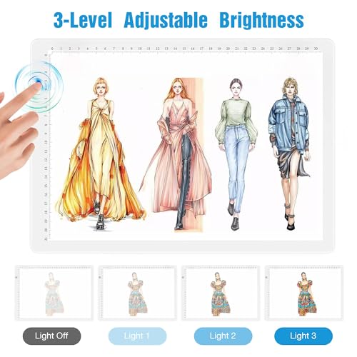Comzler Tracing Light Board, A4 White Dimmable Brightness LED Light Table, Light Drawing Board for Tracing, Sketch Light Pad for Artists, Animation, Sketching, Stenciling