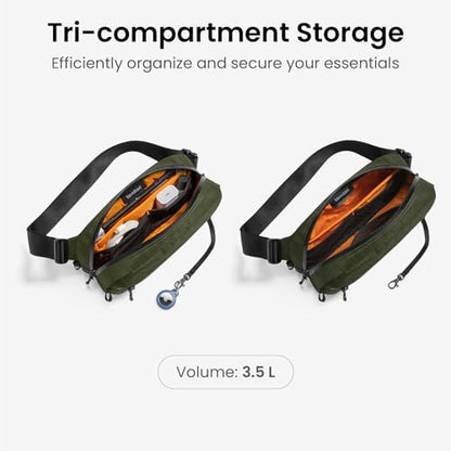 tomtoc 3.5L X-Pac Sling Bag with RFID Blocking Crossbody Pack for Men Women - color: X-Pac Olive, size: 3.5L