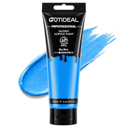 GOTIDEAL Blue Acrylic Paint, Sky Blue Paint (250ml / 8.45oz) Tubes - color: Sky Blue