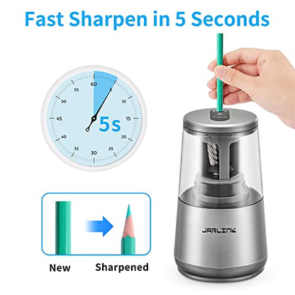JARLINK Electric Pencil Sharpener, Heavy Duty Helical Blade, Auto Stop - color: Gray