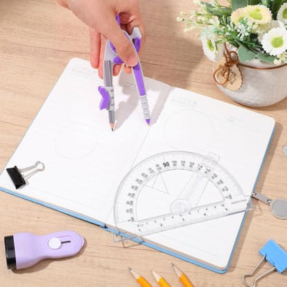 Zonon 2 Pcs Protractor and Compass Set, Swing Arm Protractor, Purple Clear - color: Purple and Clear