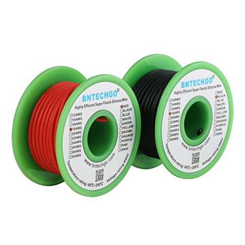 BNTECHGO 18 AWG Silicone Wire Red Black 25ft Stranded Tinned Copper Wire - size: 18 Gauge, 25ft per color
