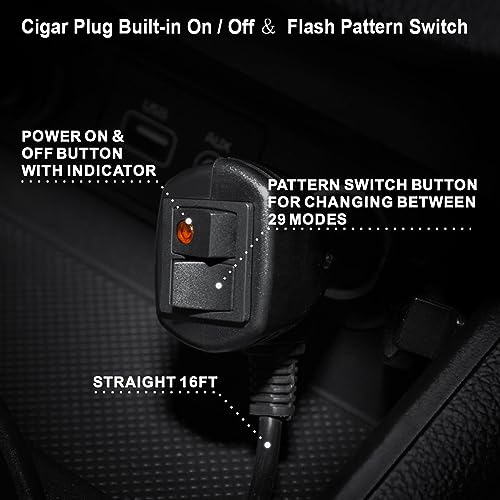 WOWTOU LED Amber White Strobe Dash Light w/Windshield Suction Cup Bracket - color: Amber / White