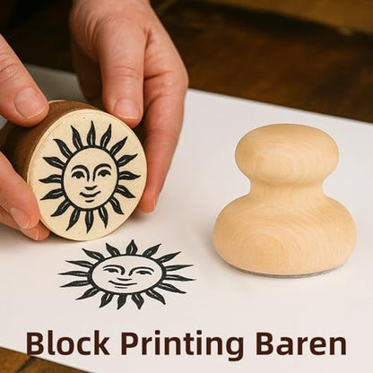 Falling in Art 2.5 Inches Round Wood Block Printing Baren