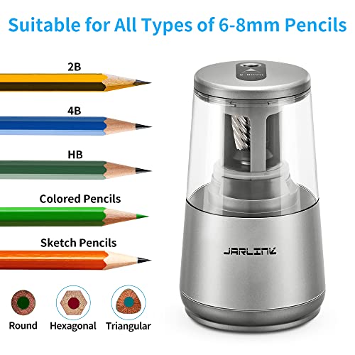 JARLINK Electric Pencil Sharpener, Heavy Duty Helical Blade, Auto Stop - color: Gray