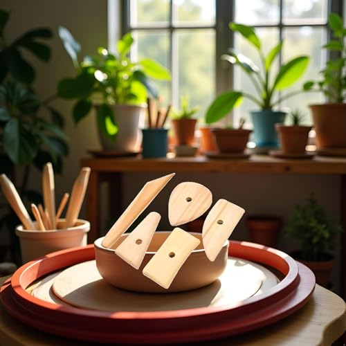 5 Pcs Pottery Clay Sculpting Tools Set,Wooden Pottery Clay Ribs Ceramic Potter Rib Ceramic Clay Sculpting Scrapers Tools Pottery Shaping Trimming Tools Ceramic Pottery Tools