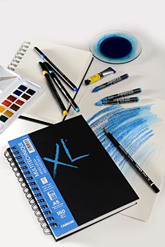 CANSON XL Textured Mixed Media 160gsm A5 Paper, Medium Grain, Spiral Pad Long Side, 60 White Sheets, For Professional Artists & Students - style: A5 160GSM 60 SHEETS
