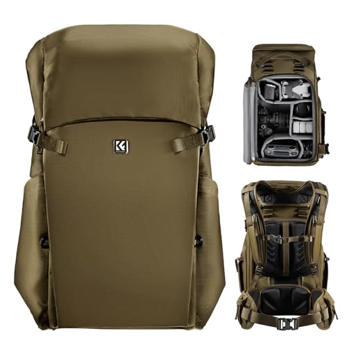 K&F CONCEPT Camera Backpack, 30L Large Capacity Camera Bag - color: Khaki, size: Large
