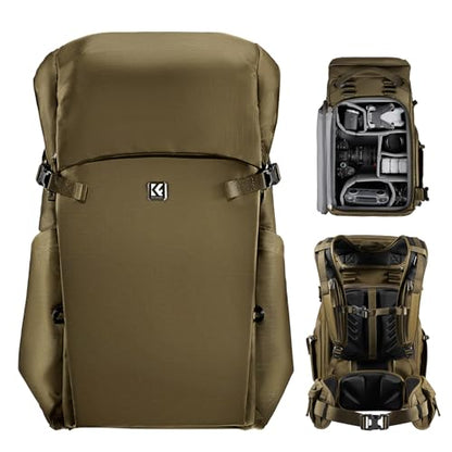 K&F CONCEPT Camera Backpack, 30L Large Capacity Camera Bag - color: Khaki, size: Large