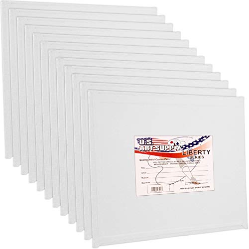 U.S. Art Supply 10 X 10 Inch Art Canvas Board Panels 12 Pack - 8 Ounce - size: 10" x 10"