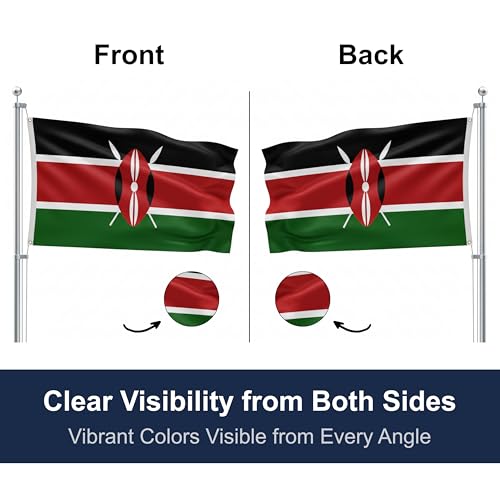 SSK® Kenya Outdoor Flag - Large 3' x 5', Weather-Resistant Polyester - color: Kenya