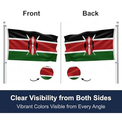 SSK® Kenya Outdoor Flag - Large 3' x 5', Weather-Resistant Polyester - color: Kenya