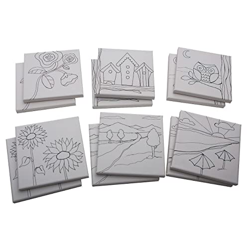 S&S Worldwide Paint-Your-Own Designer Canvas Set II, Pack of 12, Black - style: Set II
