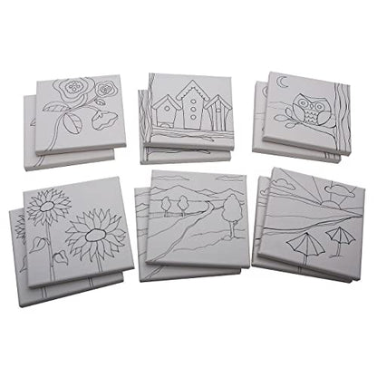 S&S Worldwide Paint-Your-Own Designer Canvas Set II, Pack of 12, Black - style: Set II