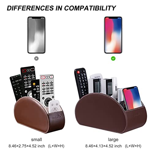 BONNY DODO Remote Control Holders Organizer Box with 5 Compartment PU Leather Multi-functional Office Desk Storage Caddy Store (Brown) - color: Brown