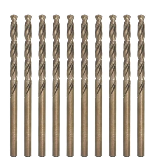 Metric Cobalt Drill Bits 4mm 10PCS, M35 high Speed Steel, high Hardness Straight Shank Drill, Mechanical or Hand Drill for Drilling, Suitable for Stainless Steel, Iron, Copper and Aluminum. - size: 4 mm (10 Count)