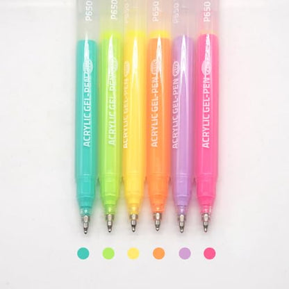 Acrylic Gel Pens for Coloring, 6 Pack 1.0mm Fine Point Gel Pen Set - color: Dopamine