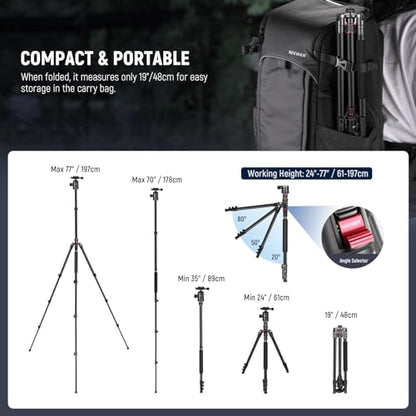 NEEWER 77 Inch Camera Tripod Monopod for DSLR & Phone, Aluminum, TP77 - style: Travel Tripod