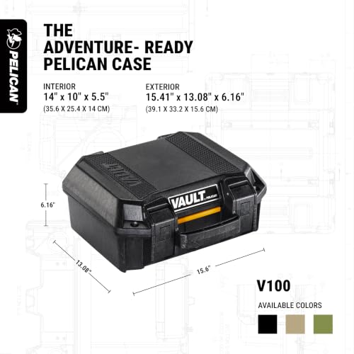 Pelican Vault V100 Hard Case (Camera, Pistol, Gear, Equipment) - color: Grey, style: With Foam