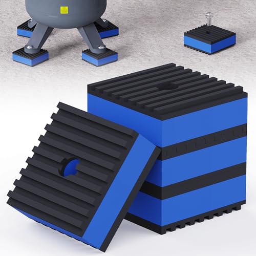 Anti Vibration Pads, 2"× 2"×7/8" Vibration Isolator Pads, Mechanical Vibration Damping Pads, Heavy Duty Rubber Isolation Pads, 3/8"Pre-Drill Hole Vibration Isolator Pad for Air Compressor - size: 2"× 2"×7/8"with hole