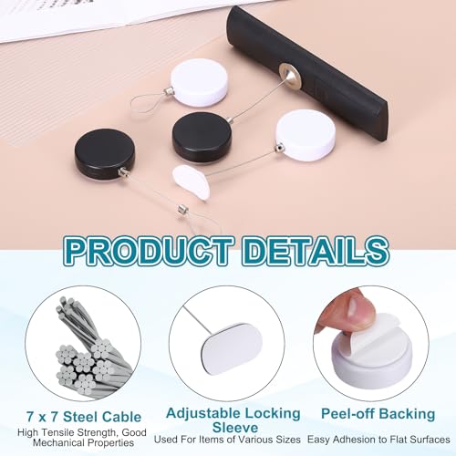 PATIKIL Retractable Remote Control Cable Tether (3.3ft / 1M, White)(6 Set) Round Remote Control Security Lanyard Lock Adjustable Locking Leash with Plastic Cap, Suit for - TVs/Tablets - color: White, size: 3.3ft