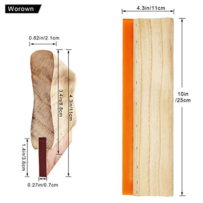 Worown 10 X 14 Inch Wood Silk Screen Printing Frame with 110 White Mesh and 1 Piece 4 x 10 Inches Screen Printing Squeegee - size: 10 x 14 Inch
