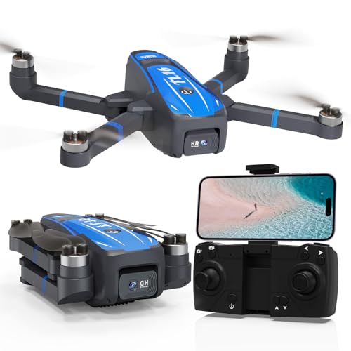 Toladrone TL16 Drones with Camera for Adults 4K, Brushless Motor Mini Drone with Camera for Beginners with Headless Mode 360° Flip Gravity Control, Foldable Quadcopter for Adults, Blue - color: Blue