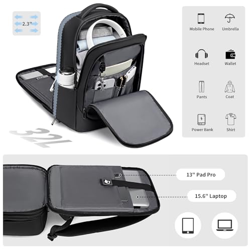 FENRUIEN Expandable Laptop Backpack for Men, 15.6 Inch USB Charging Work Backpack for Business/Commute/Travel - style: Expandable Backpack