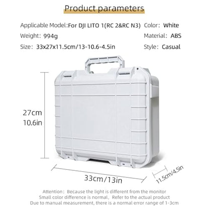 Explosion-Proof Hard-Shell Carrying Case for DJI Lito X1 and Lito 1 Anti-compression Waterproof Anti-scratch Shockproof Impact-resistant ABS Storage Box with Shock-absorbing Lining and Shoulder Strap (White) - color: White