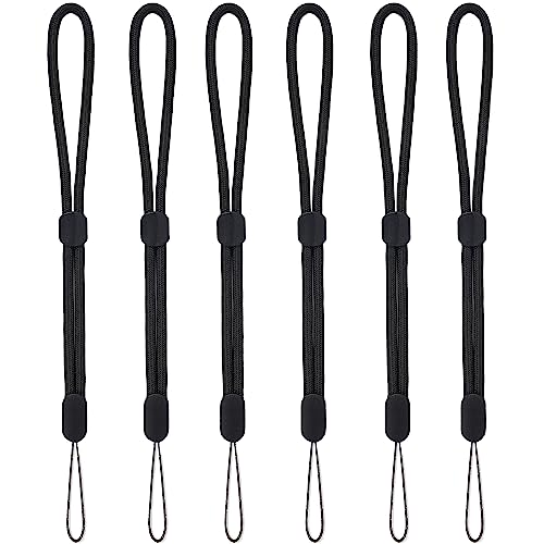 YOUOWO Wrist Lanyards adjustable length 6 pcs small Strap Wrist Short Lanyard for Keys Phone Cases Lanyard Keychain USB - color: Black-6pcs