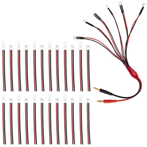 10Pairs Tiny Whoop JST-PH 2.0 Male Female Connector Cable Wire & 6X JST-PH to 4mm Banana Parallel Adapter Battery Charging Lead Cable