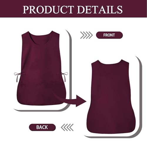 Cobbler Apron Unisex Smock Apron with Side Ties and 2 Deep Pockets Unisex Apron for work kitchen - color: 2pack-red