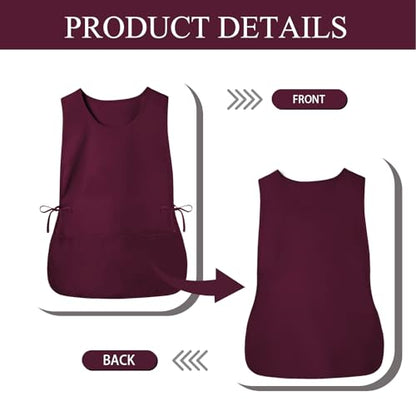 Cobbler Apron Unisex Smock Apron with Side Ties and 2 Deep Pockets Unisex Apron for work kitchen - color: 2pack-red