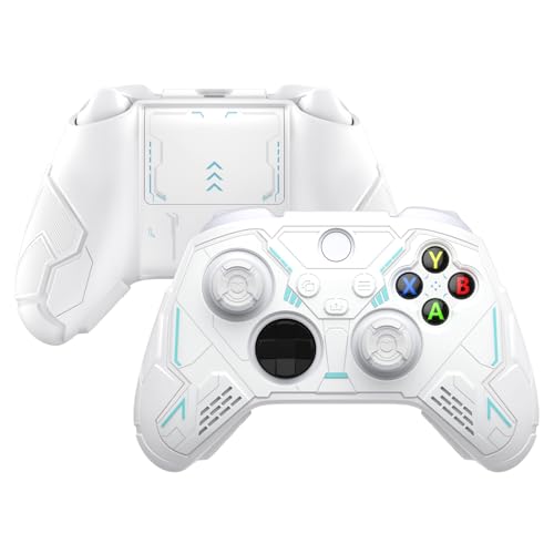 playvital Stellar Mecha Silicone Cover Skin for Xbox Series X/S Controller, Anti-slip Grip Protector with Thumb Grips & Sticker for Xbox Core Wireless Controller - White & Frost Gray - color: White & Frost Gray