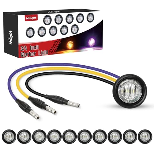 Nilight 3/4 Inch Dual Color Marker Light Amber Turn Purple Clearance Lights - color: Amber Purple 10Pcs