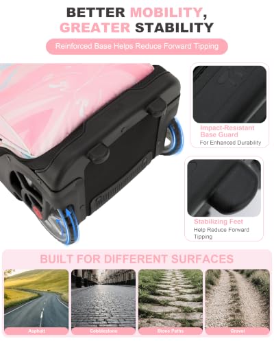 NEW TILAMI 19 Inch Rolling Backpack for School Stair-Climbing Big Wheel - color: Pink