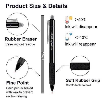 Lineon Erasable Gel Pens, 15 Pack Retractable Erasable Pens Clicker, Fine Point, Make Mistakes Disappear, 8 Black 7 Blue Inks for School & Office - color: 15 Pack Black Blue, size: 15 Count (Pack of 1)