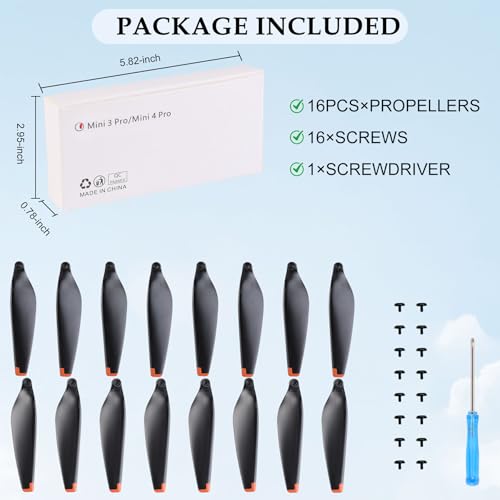 16Pcs Propellers Blades Replacement for DJI Mini 4 Pro/Mini 3 Pro, JISONCASE Low-Noise & Quick-Release Props Wings Compatible with DJI Mini 4 Pro/Mini 3 Pro Propeller Blade - color: 16pcs