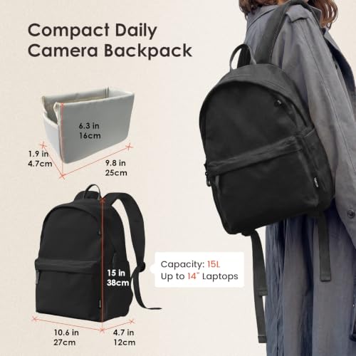 TARION Casual Camera Backpack 15L Urban Photography Bag, Once LT15, Black - color: Black