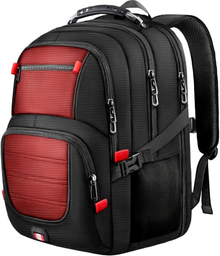 Large Travel Backpack, 17.3" Laptop Backpack, Red - color: Red, size: 17.3 Inch（20.4"x13.3"x10.2"）