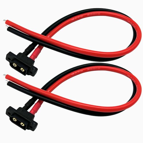 2PCS XT60EW-M XT60 Male Pigtail Cable XT60 Panel Mount Connector with 30cm 12AWG Cable for RC Drone Aircraft FPV Racing Drone - style: XT60EW-M