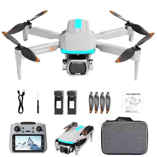 Drone with HD Camera for Adults, RC Drone with FPV Screen on Controller, Gesture Selfie, Altitude Hold, One Key Start, 3D Flips, Headless Mode, Optical Flow Positioning Foldable Drones Under 250g Lightweight RC Quadcopter Gifts for Teens Beginners Outdoor