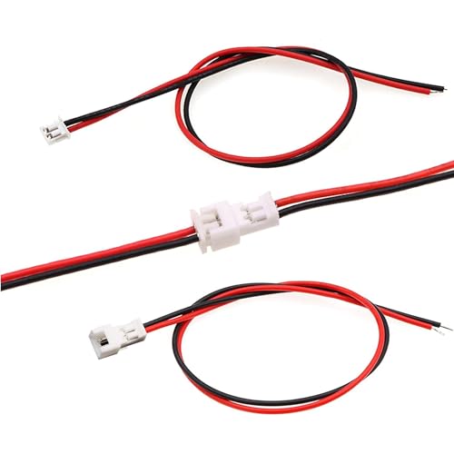 JST MX 1.25mm 2 Pin Connector, 20 PCS Male Plug and 20 PCS Female Socket, Micro Wire Connectors with 100mm Extension Cable AWG 26 - size: 2 pin
