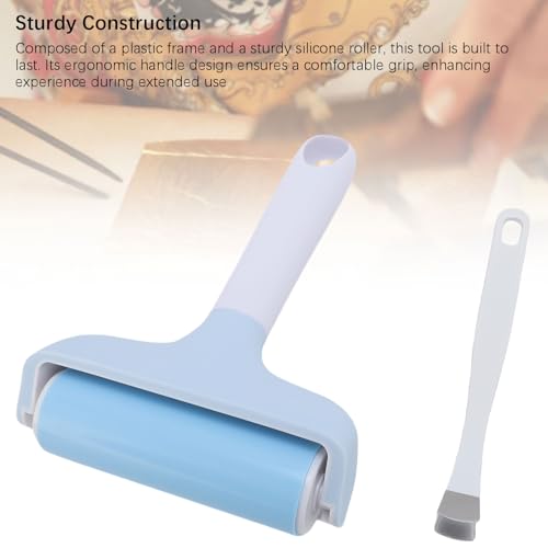 Pssopp Brayer Roller Printmaking Brayers Rubber Roller Brayer Rollers Hard Rubber,Rubber Roller Brayer for Printmaking Ink Wallpapers Stamping Gluing (Light Blue) - color: Light Blue