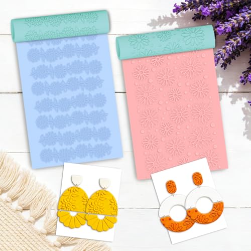 ORIGACH 5 Pcs Daisy Rose Polymer Clay Texture Roller for Earring Making - style: Daisy Rose & Sunflower