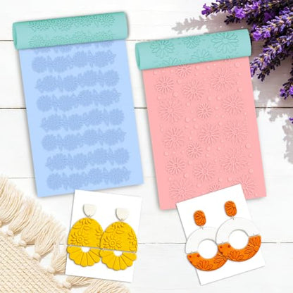 ORIGACH 5 Pcs Daisy Rose Polymer Clay Texture Roller for Earring Making - style: Daisy Rose & Sunflower