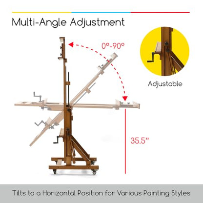 MEEDEN Extra-Large H Frame Easel: Solid Beech Wood Artist Easel for Adults - color: Walnut