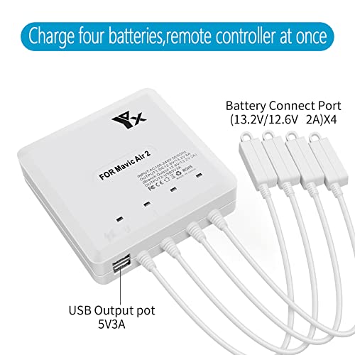 Hanatora Air 2S,Mavic Air 2 Battery Charger Compatible with DJI Air 2S,Mavic Air 2 Drone,Rapid Multi Parallel Charging Hub Accessories
