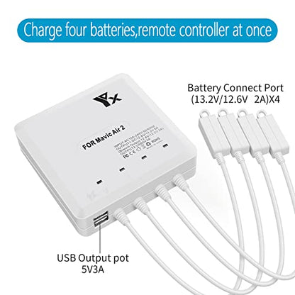 Hanatora Air 2S,Mavic Air 2 Battery Charger Compatible with DJI Air 2S,Mavic Air 2 Drone,Rapid Multi Parallel Charging Hub Accessories