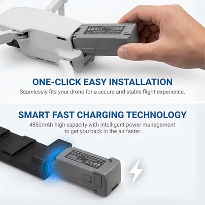 Mini 5 Pro Intelligent Flight Battery, 4850mAh 47 Mins Flight Time Replacement Battery for Mini 5 Mini 4 Mini 3